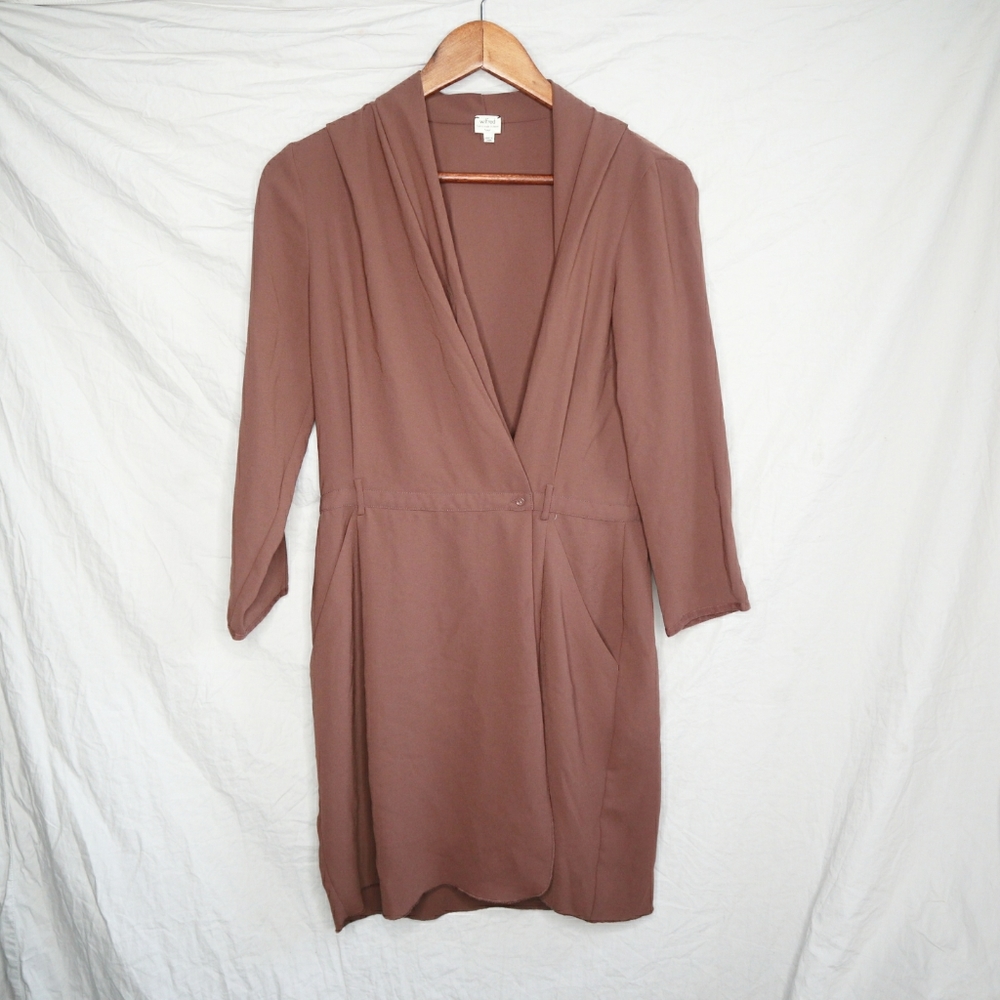 Wilfred deep v button wrap dress